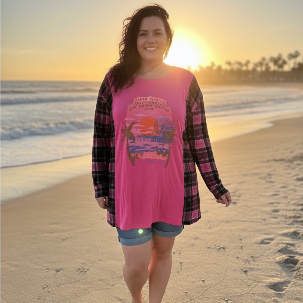Santa Monica Plaid Upcycled Top